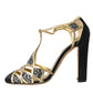 Dolce & Gabbana Black Suede Gold Embellished Heels Pump Shoes