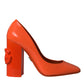 Dolce & Gabbana Orange Patent Leather Logo Heels Pumps Shoes