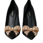 Dolce & Gabbana Black Satin Bow Embellished Heels Pumps Shoes