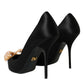 Dolce & Gabbana Black Satin Bow Embellished Heels Pumps Shoes