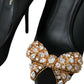 Dolce & Gabbana Black Satin Bow Embellished Heels Pumps Shoes