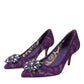 Dolce & Gabbana Purple Taormina Lace Crystal Heel Pumps Shoes