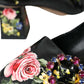 Dolce & Gabbana Black Floral Crystals Leather Pumps Shoes