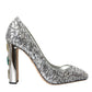 Dolce & Gabbana Silver Sequin Embellished Heels Pumps Shoes