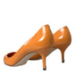 Dolce & Gabbana Orange Patent Leather Heels Pumps Shoes