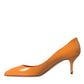 Dolce & Gabbana Orange Patent Leather Heels Pumps Shoes