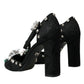 Dolce & Gabbana Black Lilies Crystal Heels Pumps Shoes