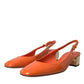 Dolce & Gabbana Orange Embellished Leather Slingback Shoes