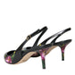 Dolce & Gabbana Black Floral Leather Heels Slingback Shoes