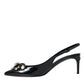 Dolce & Gabbana Black Patent Leather Crystal Slingback Shoes