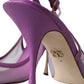 Dolce & Gabbana Purple Leather Mesh High Heels Slingback Shoes