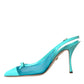 Dolce & Gabbana Blue Leather Mesh High Heels Slingback Shoes