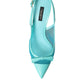 Dolce & Gabbana Blue Leather Mesh High Heels Slingback Shoes