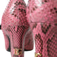 Dolce & Gabbana Pink Python Leather Mary Jane Heels Shoes