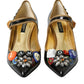 Dolce & Gabbana Black Leather Crystal Mary Jane Pumps Shoes