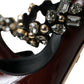 Dolce & Gabbana Bordeaux Leather Crystal Pumps Shoes