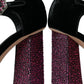 Dolce & Gabbana Black Velvet Strass Crystal Mary Janes Shoes