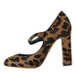 Dolce & Gabbana Brown Leopard Calf Hair Mary Jane Pumps Shoes