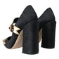 Dolce & Gabbana Black Brocade Mary Janes Crystal Pumps Shoes