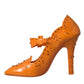 Dolce & Gabbana Orange CINDERELLA Floral Crystal Pumps Shoes