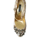 Dolce & Gabbana Gold Jacquard Crystal Mary Janes Pumps Shoes