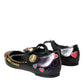 Dolce & Gabbana Black Leather Heart Embellished Loafers Shoes