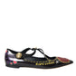 Dolce & Gabbana Black Leather Heart Embellished Loafers Shoes