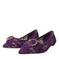 Dolce & Gabbana Purple Taormina Lace Crystal Loafers Shoes