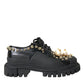 Dolce & Gabbana Black Leather Trekking Derby Embellished Shoes