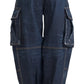 Dsquared² Blue High Waist Cotton Cargo Baggy Denim Jeans