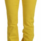 Dsquared² Yellow Cotton Mid Waist Flare Denim Trouser Jeans