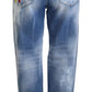 Dsquared² Blue Icon High Waist Straight Denim Jeans Boston