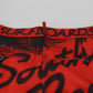 Dsquared² Red Printed High Waist Wide Leg Cropped Pants