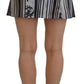 Dsquared² Gray Black Stripes Mid Waist A-line Mini Skirt