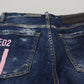 Dsquared² Blue Icon High Waist Straight Denim Boston Jeans