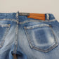 Dsquared² Blue Washed Cotton Mid Waist Flared Denim Jeans