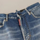 Dsquared² Blue Washed High Waist Straight Denim Boston Jeans