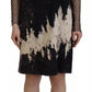 Dsquared² Black Tie Dye Mesh Long Sleeves Cotton Shift Dress