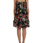 Dolce & Gabbana Black Floral Silk A-line Sleeveless Dress