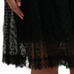 Dolce & Gabbana Black Nylon Lace Trim High Waist A-line Skirt