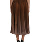 Dolce & Gabbana Brown Polyester Pleated High Waist Midi Skirt