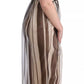 Dolce & Gabbana Beige Brown Striped Silk Sheath Dress