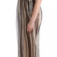 Dolce & Gabbana Beige Brown Striped Silk Sheath Dress