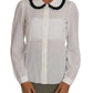 Dolce & Gabbana White Silk Shirt Ruffle Rouded Collar Blouse