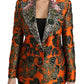 Dolce & Gabbana Orange Floral Brocade Coat Blazer Jacket