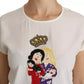 Dolce & Gabbana White #dgfamily Round Neck Crystal Crown Top