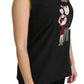 Dolce & Gabbana Black Silk DG Family Crystal Sleeveless Top