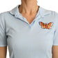 Dolce & Gabbana Blue Butterfly Polo T-shirt Cotton Top