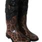 Dolce & Gabbana Black Brown Leopard Booties Boots Shoes