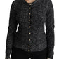 Dolce & Gabbana Black Virgin Wool Pre-Owned Cardigan Sweater